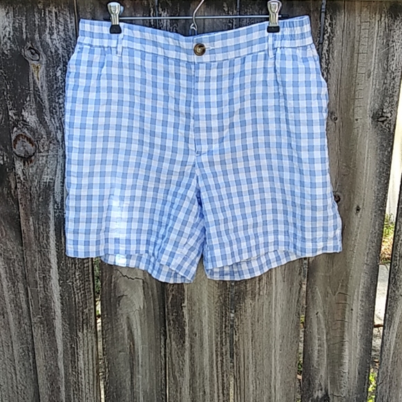 Southern Proper Pants - Southern Proper Blue and White Plaid Shorts Size L